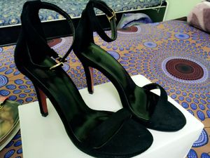 Black Stiletto Open Toe Heels