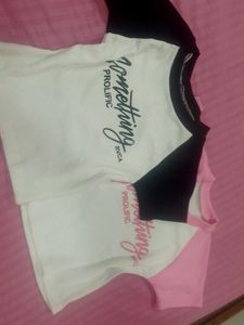 Pink And black Crop Tops