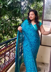 Blue Printed Saree