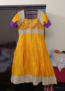 Yellow Nd Purple Combination Dress