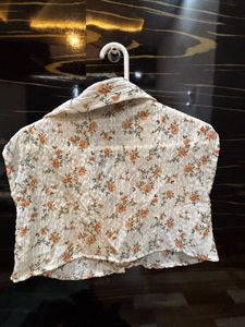 White Floral Crop Top  Not Used