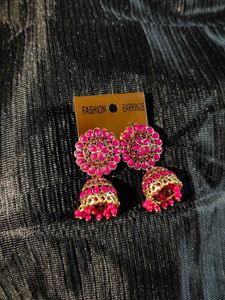 Pink Jhumka Earrings