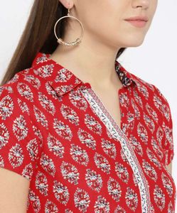 Red Printed Midi Dress