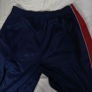 Navy Blue Red Lines Woolen Joggers Sweatpants