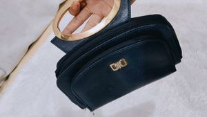 Black And Navy Blue  Hand Clutches For Women