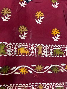 🌸 Red Printed Cotton Dupatta Set 🌸