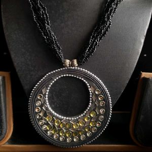 Black Mirror &amp; Beads Necklace