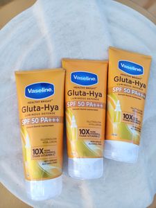 Pack Of 3 ❤️ Vaseline Gluta-Hya Sunscreens 🌞