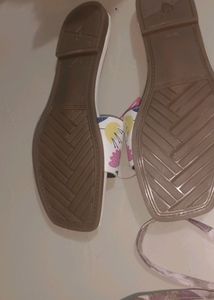 White And Blue Open Toe Flats