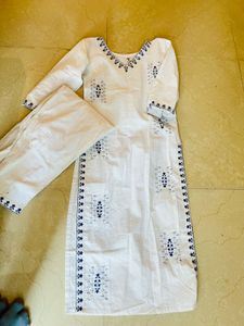 Elegant White Embroidered Kurta Set