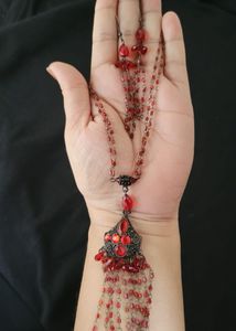 Vintage Red Beaded Jewelry Set
