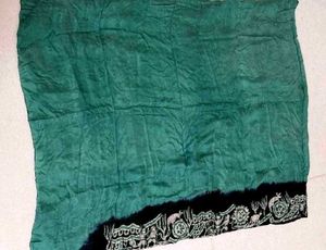 Black &amp; Green Abstract Print Saree with Blouse