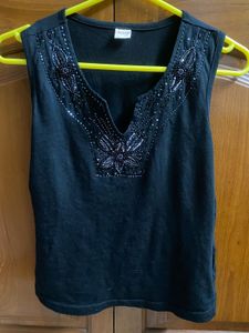 Black Embellished Tank Top