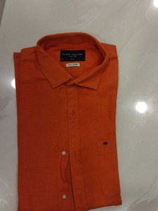 Peter England Orange Linen Shirt