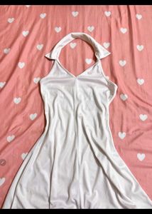 White Halter Mini Dress
