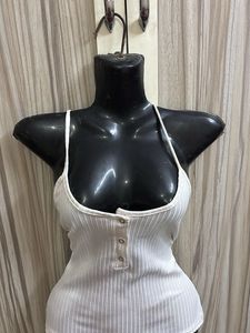 White Ribbed Tank Top
