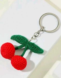 Crochet Cherry Keychain