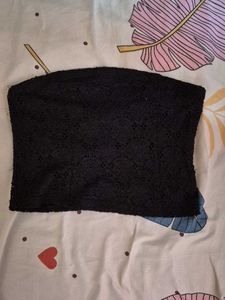 Black Lace Slit Skirt &amp; Tube Top
