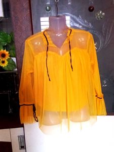 Yellow Sheer Long 🌼Sleeve Blouse