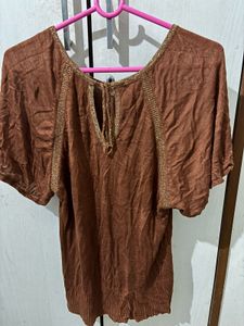 Scullers Brown Short Sleeve Top