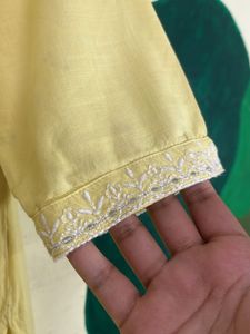 Formal Yellow Embroidered Kurti