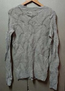 Branded Gray Knit Pullover Sweater