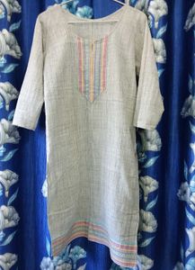 Kurti| Grey A Line Kurti With Embroidery 🪡