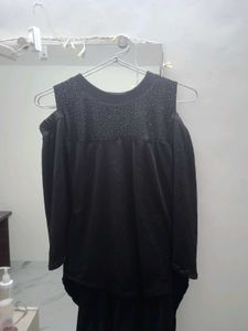 Black Cold Shoulder Top