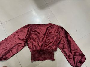 Maroon Satin Top