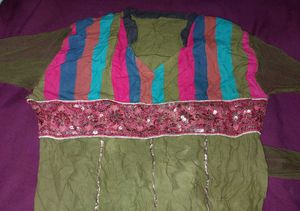 Colorful Striped Kurti with Embellishments