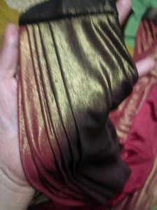 Red &amp; Gold Metallic  Ready To Wear Saree