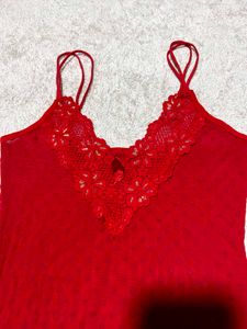Red Sheer Lace Bodysuit