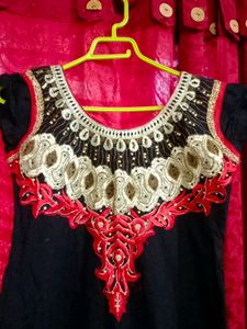 Black Cotton Anarkali Kurti
