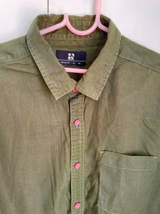 Here & Now Men Full Sleeve M Olive Shirt.