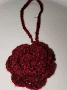 HANDMADE BAG CHARM Burgundy Crochet Rose