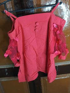 Red Cold Shoulder Top