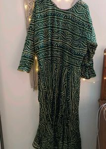 Green Anarkali Long Kurta Size 52