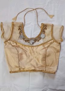 Golden Blouse With Mirror Design