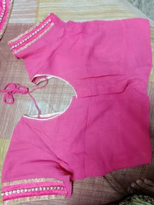 Pink &amp; Cream Embellished Sari