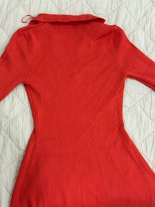 Zara Coral  Ribbed Dress