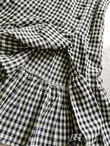 Checkered Ruffle Midi Skirt