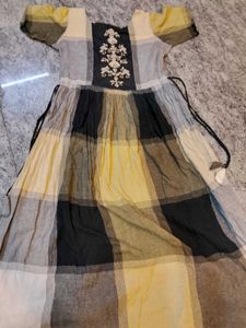 Checkered Embroidered Kurta