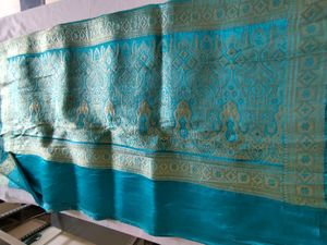 Cyan And Gold Saree (Women&#39;s)