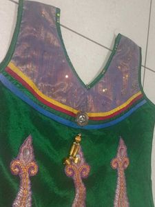 Hand Stiched Green Festive Kurta Set