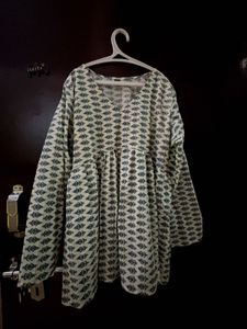 Printed Jaipuri Full Sleeved Short Kurti XXL