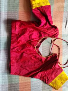 Wedding Cotton Silk Saree With Stitched Blouse