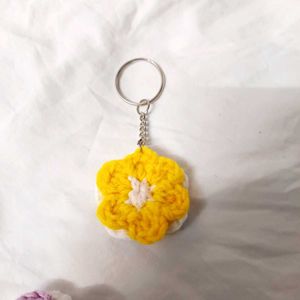 Crochet Yellow Flower Keychain 🌸🌸🌸