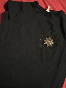 Embellished Black T-Shirt
