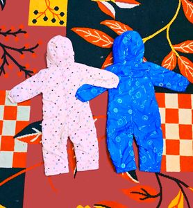 Set of two Baby Winter Onesies - Pink &amp; Blue
