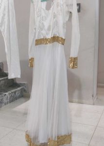 White and Golden sequince anarkali